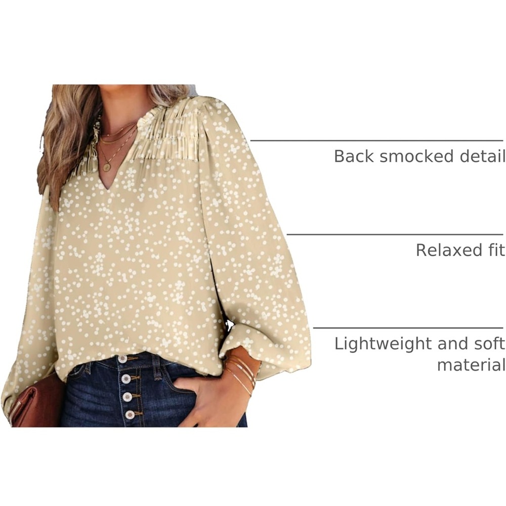 Chic Cream Blouse with Delicate Pattern - Picture 3 of 9